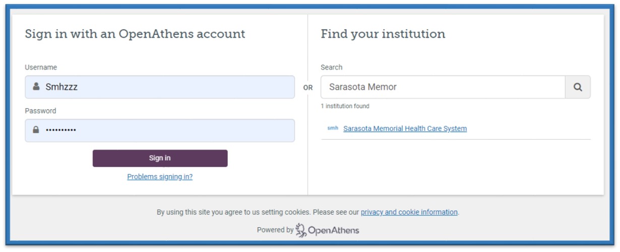 Signing into OpenAthens